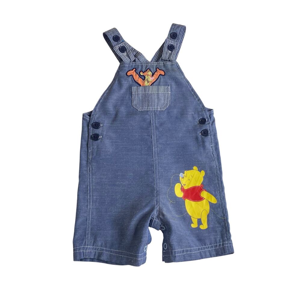 Disney Baby Winnie Pooh Blue Chambray Romper Overalls Tigger Toddler 24M Retro